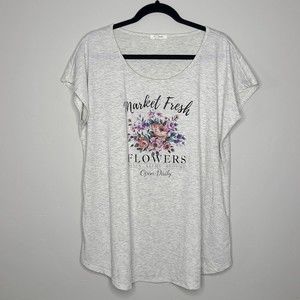 Maurices Graphic Tee "Market Fresh Flowers" Short Sleeve XXL